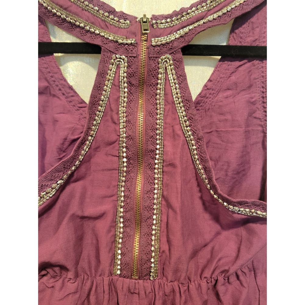 Matty M Women XS Purple Halter Beaded VNeck Racerback Blouse Dark Fairy Edgy Top - Picture 3 of 8